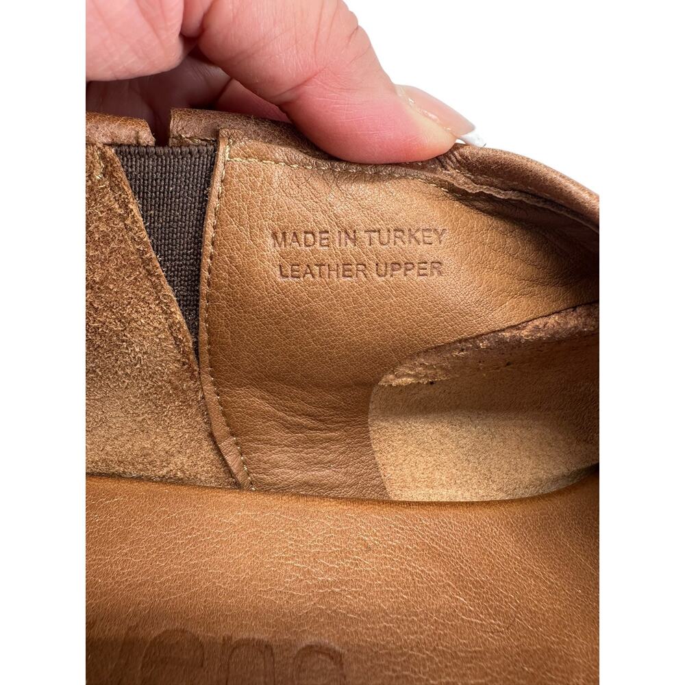 Bueno Tahiti Half D`Orsay Tan Peep Toe Leather Flat Sandals EU 39 US 8.5 Boho - Picture 10 of 13